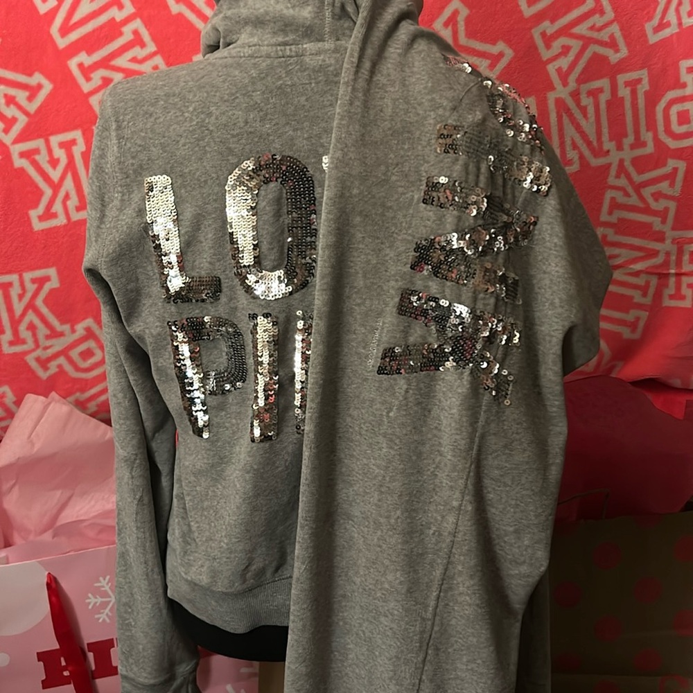 PINK by Victoria secret bling velour hoodie and pants set